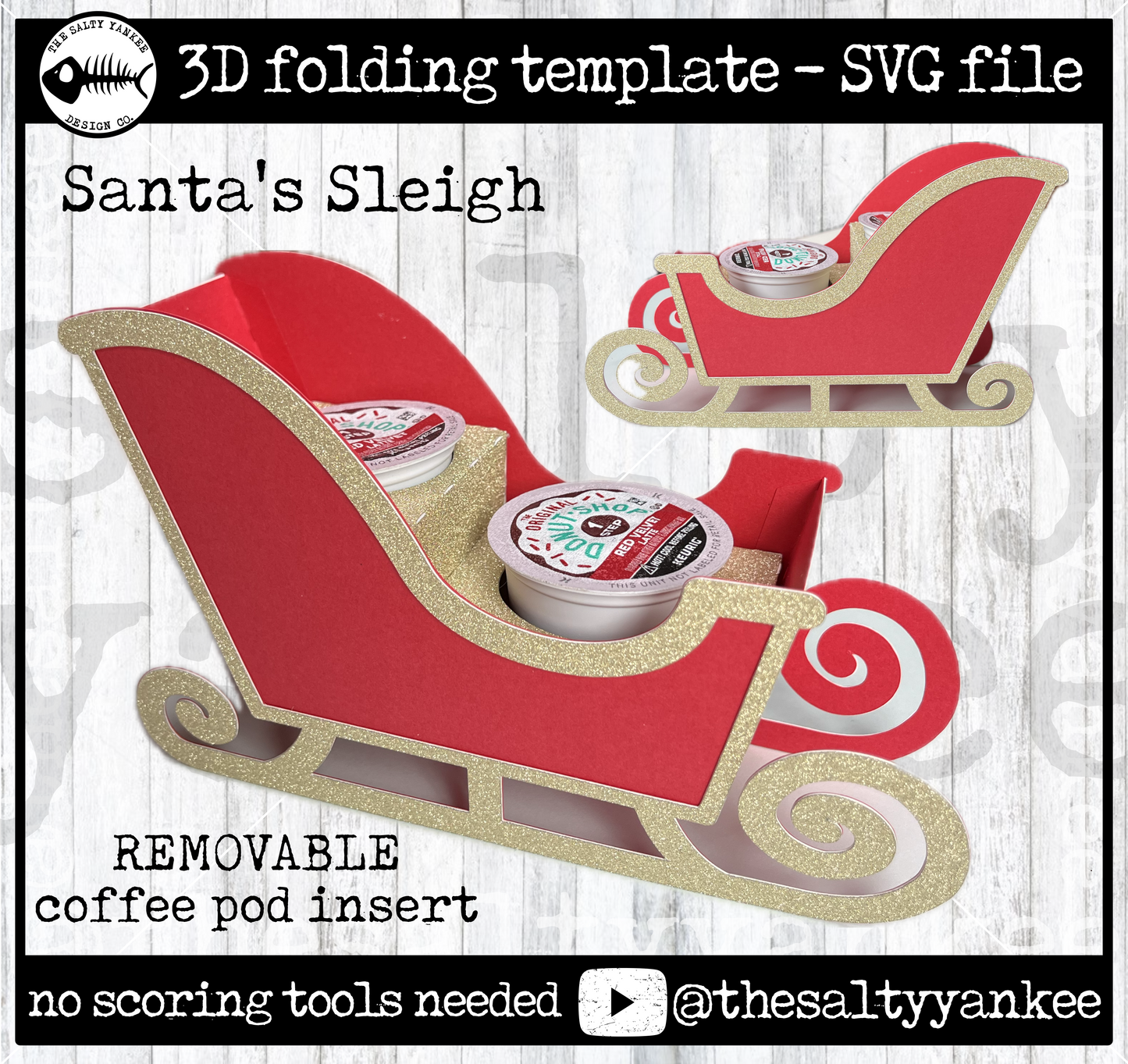 Santa's Sleigh Treat Holder Template- SVG File Download