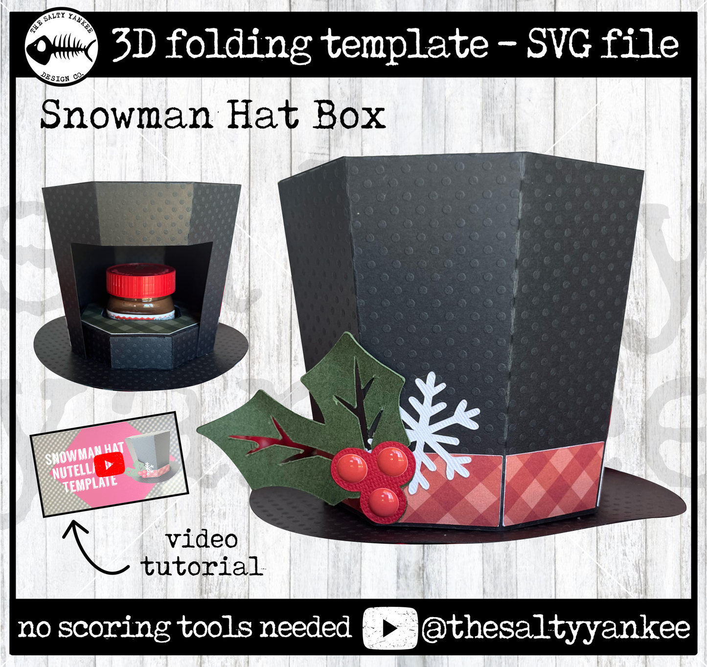 Snowman Hat Box Template - SVG File Download