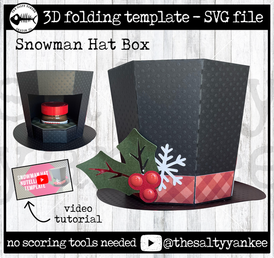 Snowman Hat Box Template - SVG File Download