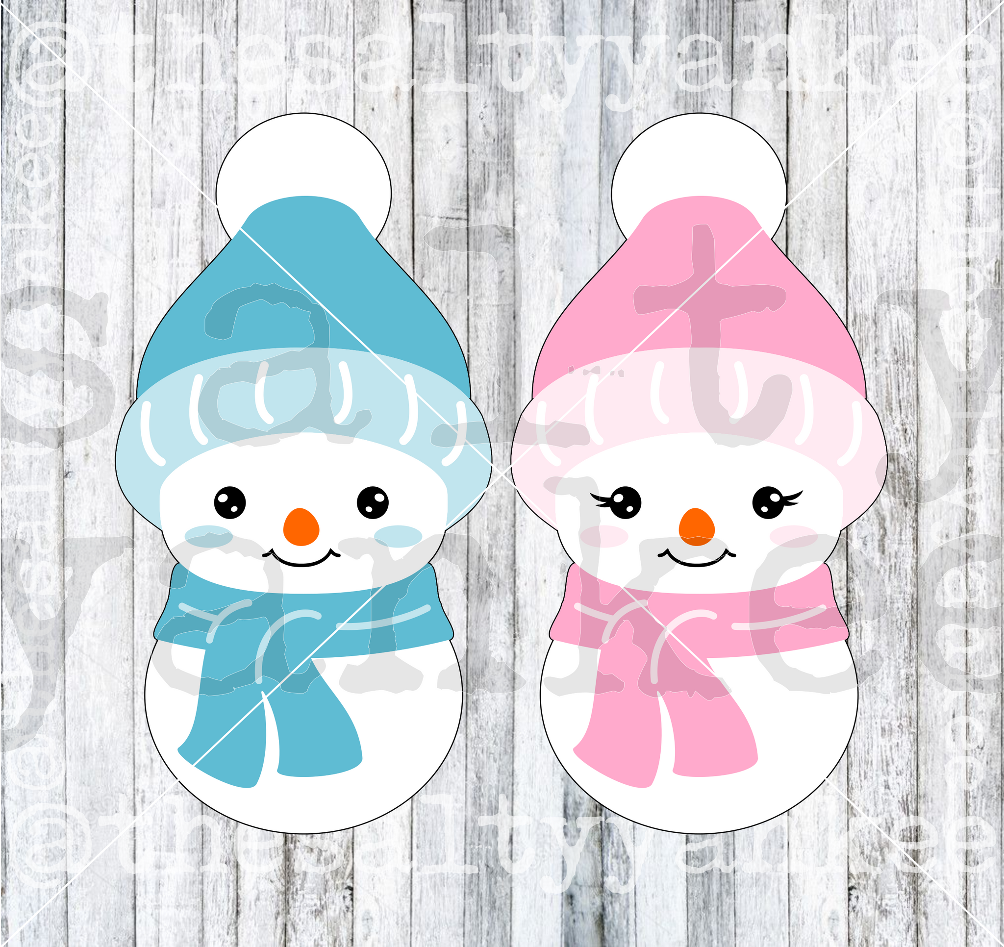 Cute Baby Snowman Boy and Girl SVG and PNG File Download