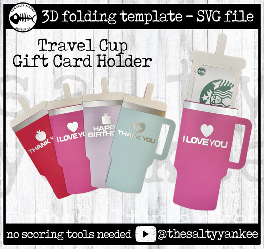 Trendy Travel Tumbler Gift Card Holder - SVG File Download