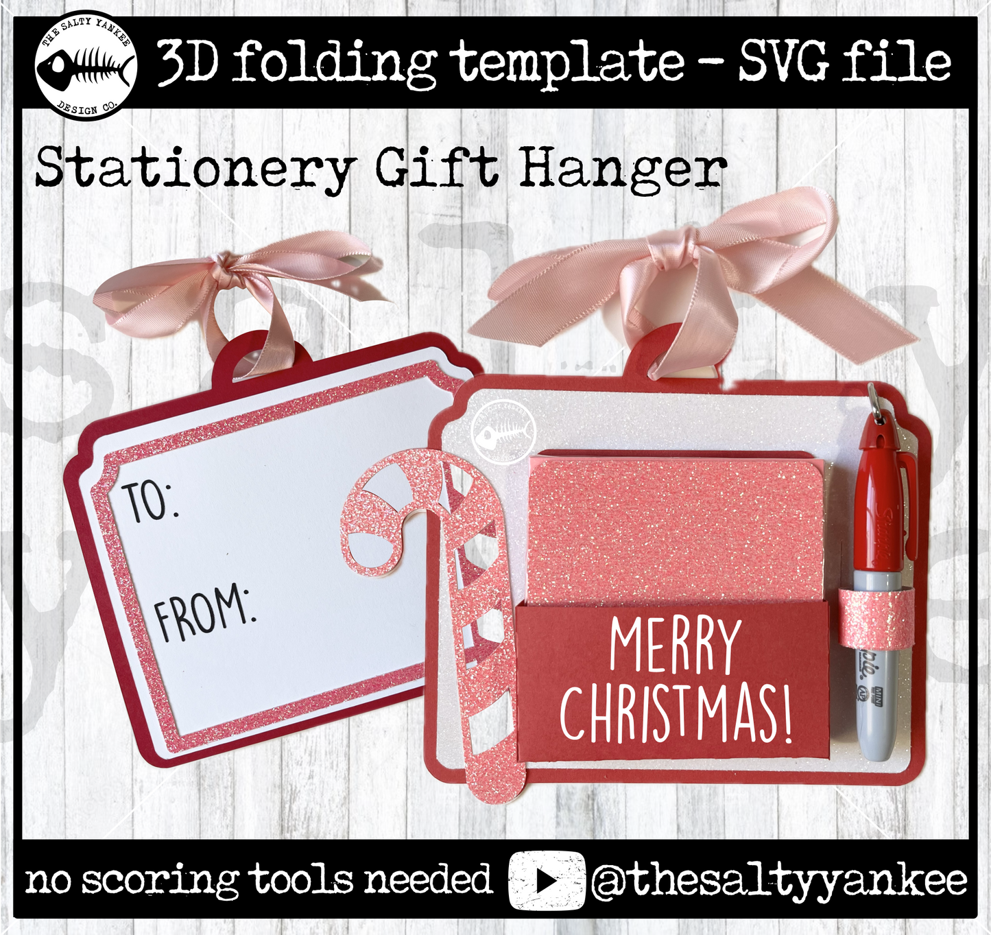 Stationery Sticky Note Pen Gift Hanger Template- SVG File Download