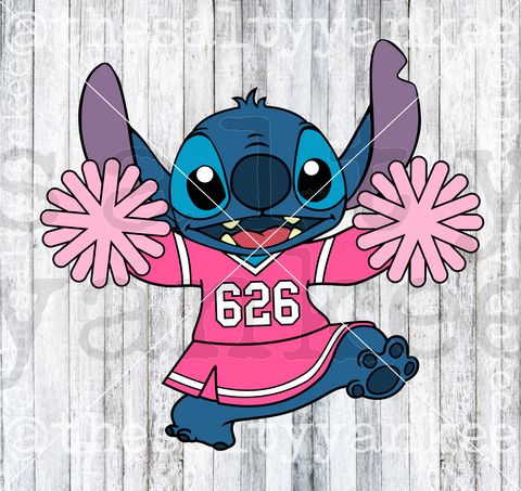 Blue Alien as Cheerleader SVG and PNG File Download