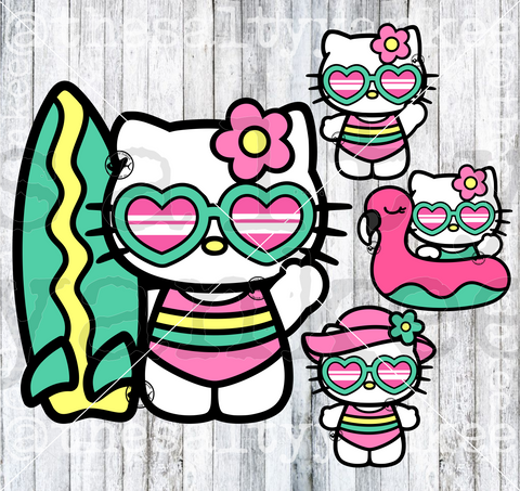 Cute Kitty Summer Vibes Bundle SVG and PNG File Download