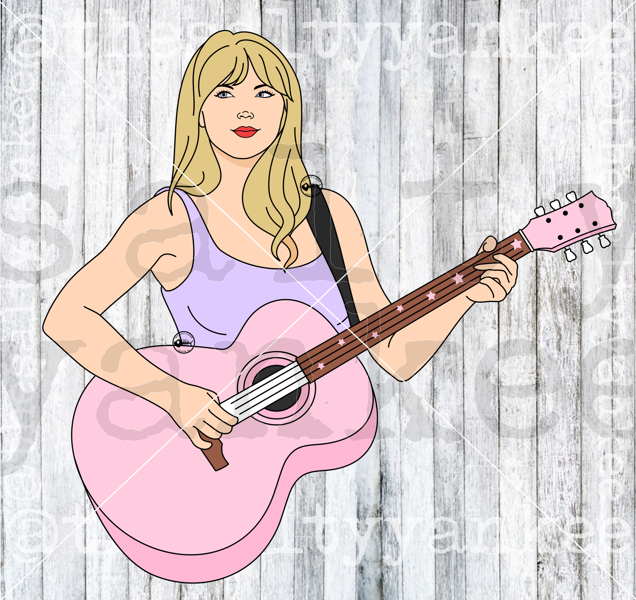 Pop Star with Guitar SVG and PNG File Download