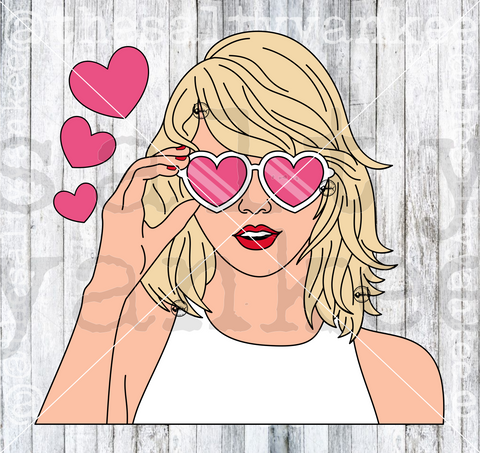 Pop Star with Heart Sunglasses SVG and PNG File Download