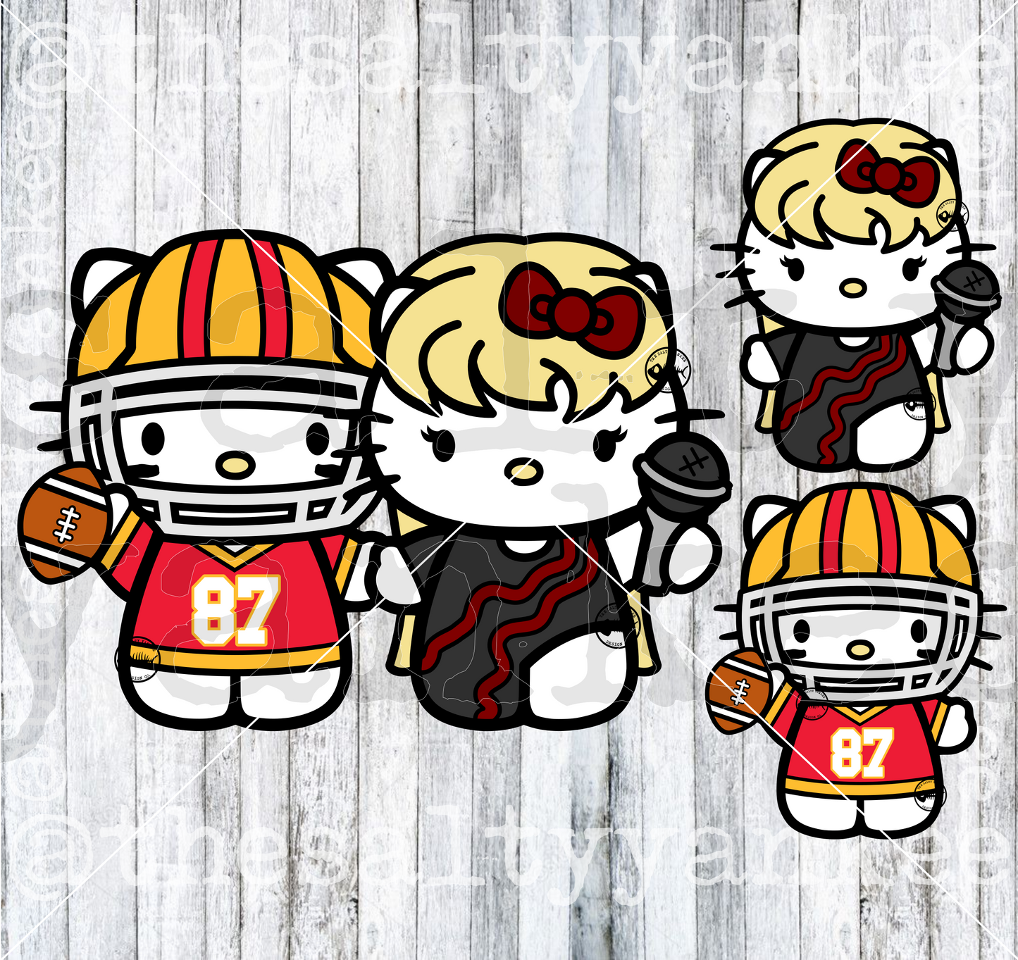 Cute Kitty Pop Star Football Couple SVG and PNG File Download