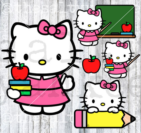 Cute Kitty School Teacher Bundle SVG and PNG File Download