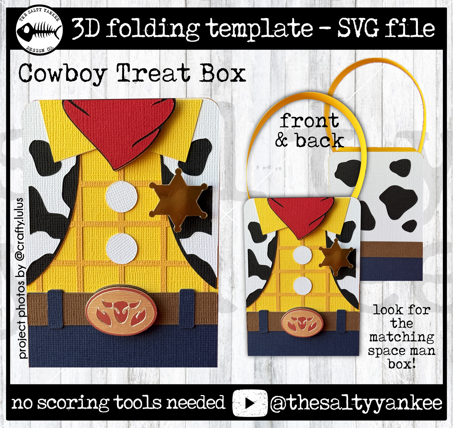 Cowboy Vest Double Sided Treat Box Template - SVG File Download