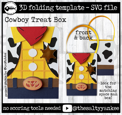 Cowboy Vest Double Sided Treat Box Template - SVG File Download