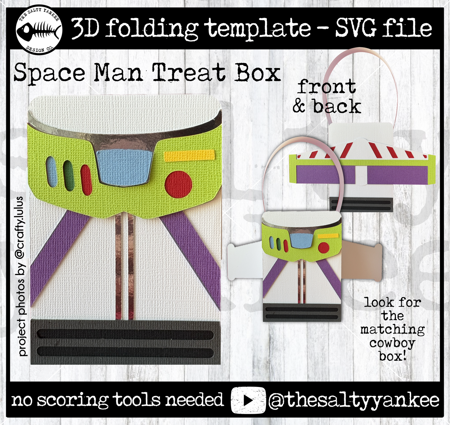 Space Man Astronaut Double Sided Treat Box Template - SVG File Download