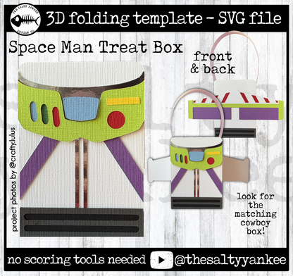 Space Man Astronaut Double Sided Treat Box Template - SVG File Download