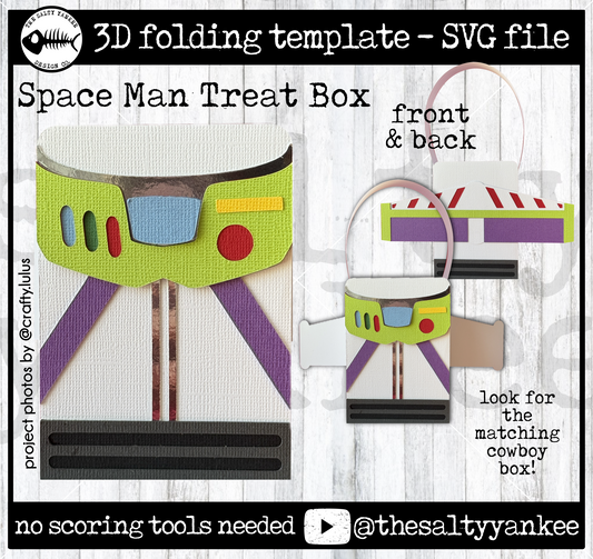 Space Man Astronaut Double Sided Treat Box Template - SVG File Download