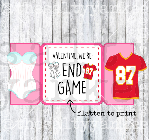 Football Couple Valentine Folding CardSVG and PNG File Download