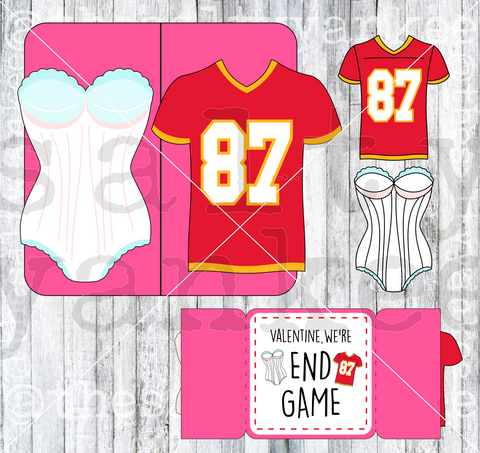 Football Couple Valentine Folding CardSVG and PNG File Download