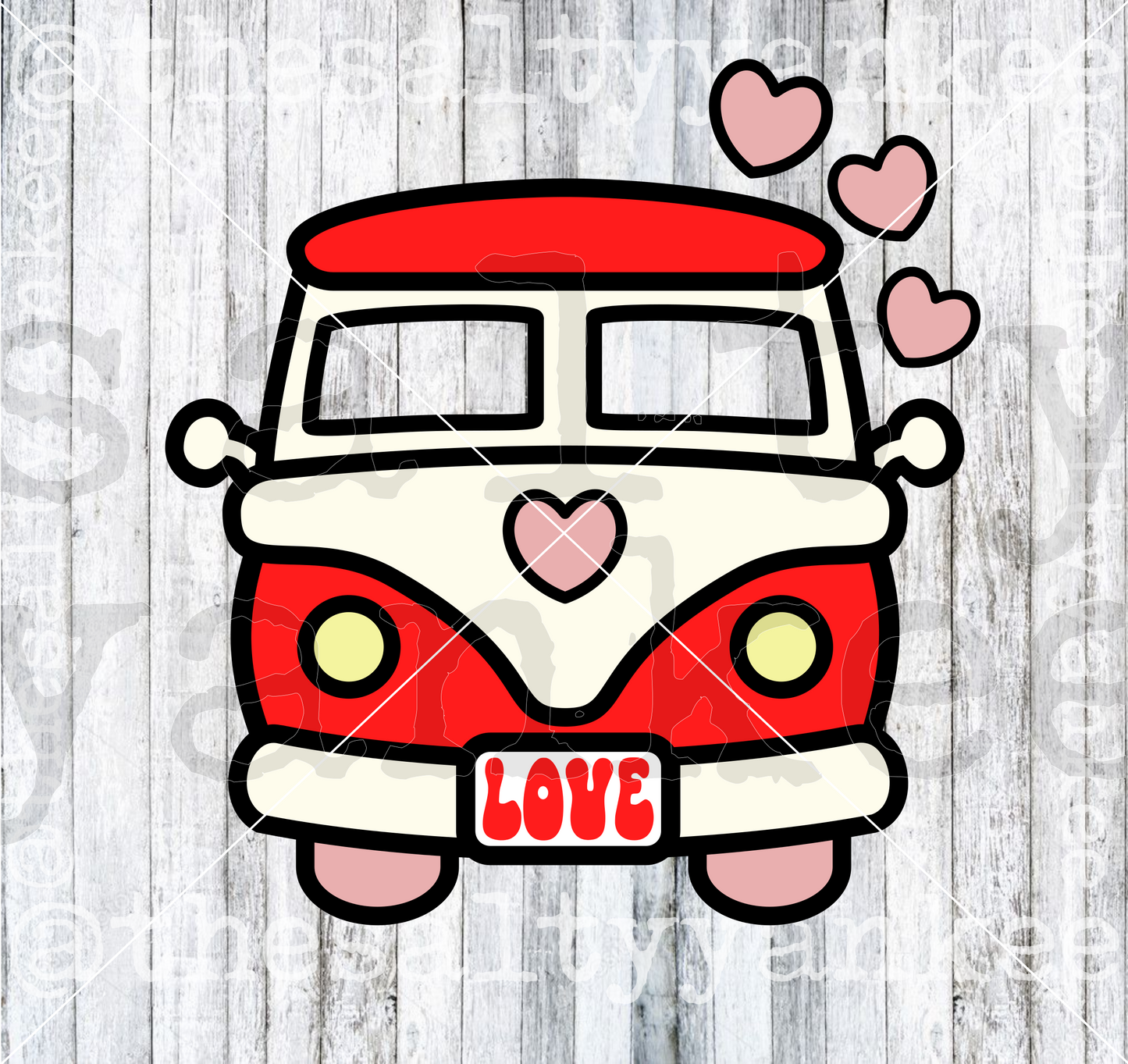 Valentines Day Kawaii Hippie Bus SVG and PNG File Download