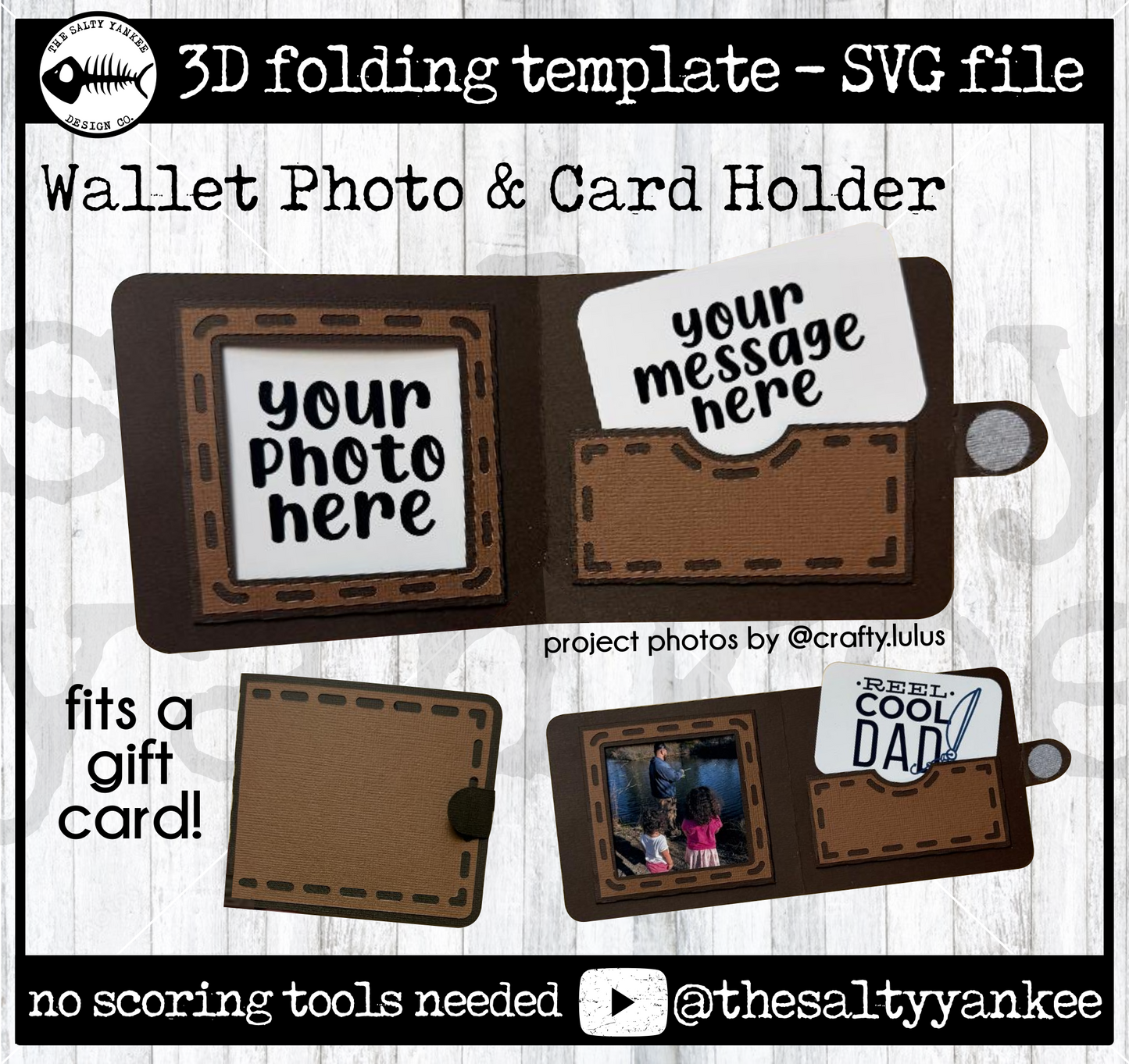 Wallet Gift Card Photo Frame Holder Template - SVG File Download