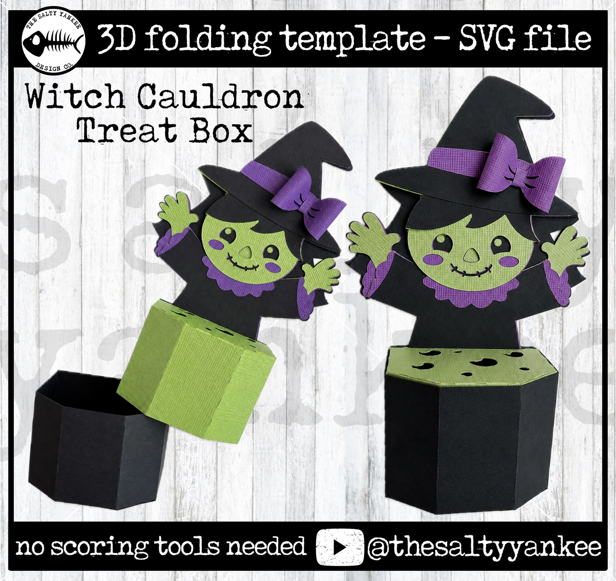 Witch Cauldron Treat Box Template - SVG File Download