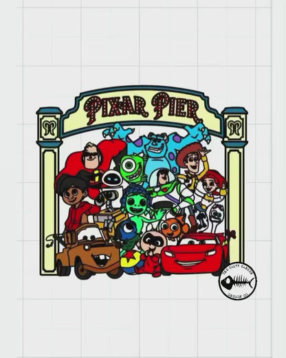 Pixar Gang under the Boardwalk Sign Layered SVG and PNG File Download