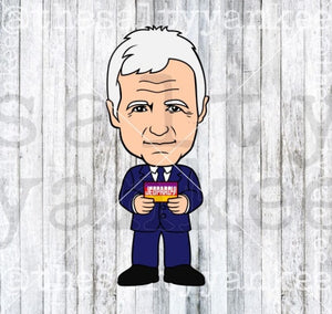 Alex Trebek Game Show Host Cartoon Style Clipart Layered Svg And Png File Download
