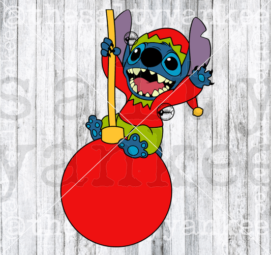 Alien Elf Swinging On Ornament Christmas Svg And Png File Download Downloads