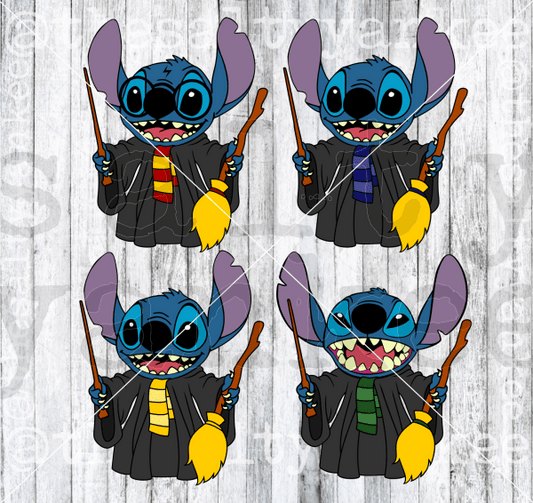Alien In Wizard Costume Four House Bundle Svg And Png File Download Downloads
