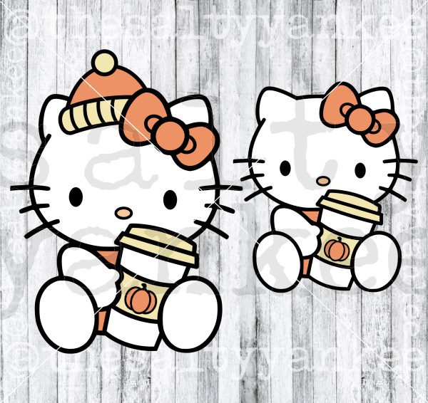Autumn Cute Kitty With Coffee Svg And Png File Download Downloads