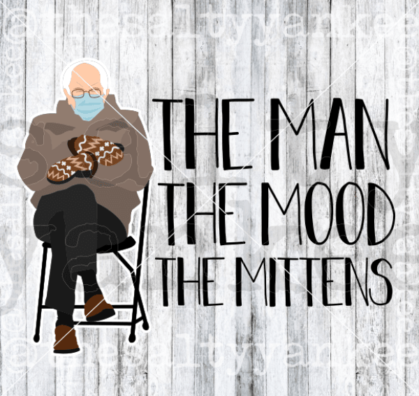 Bernie Sanders The Man Mood Mittens Inauguration Meme Minimalist Portrait Svg And Png File Download