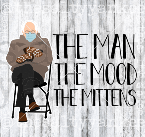 Bernie Sanders The Man Mood Mittens Inauguration Meme Minimalist Portrait Svg And Png File Download