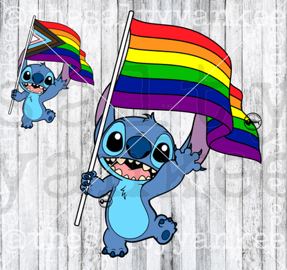 Blue Alien With Pride Flags Svg And Png File Download