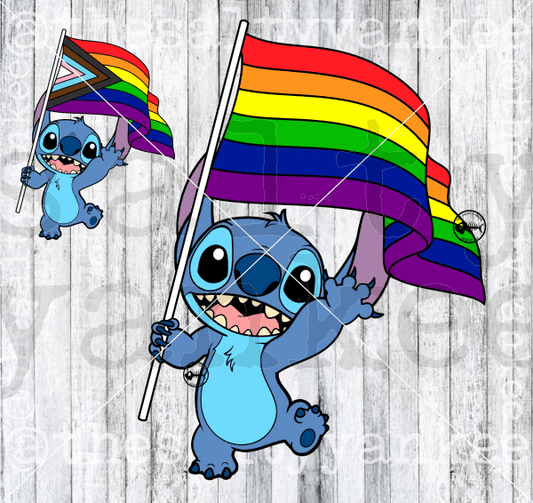 Blue Alien With Pride Flags Svg And Png File Download