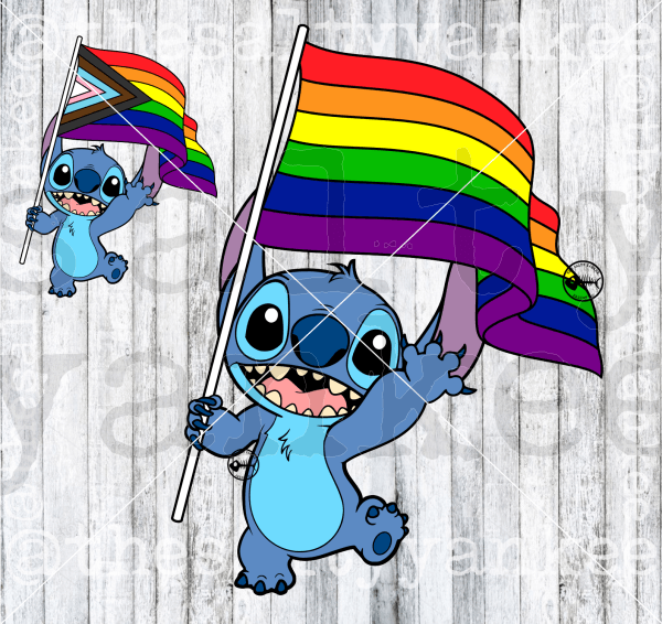 Blue Alien With Pride Flags Svg And Png File Download