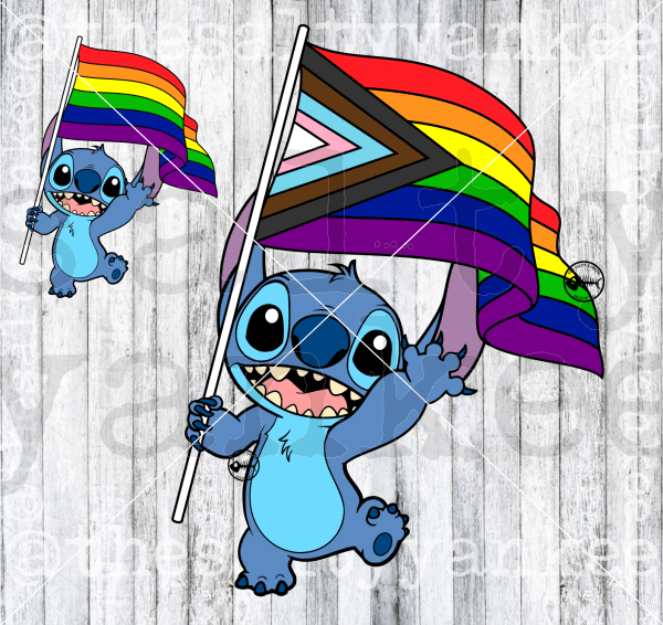 Blue Alien With Pride Flags Svg And Png File Download