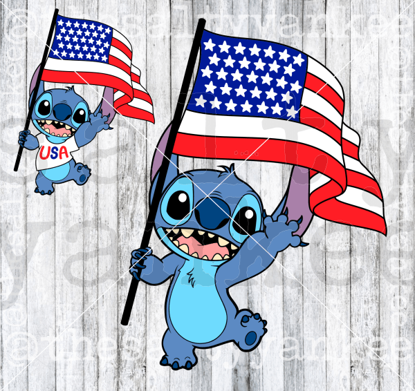 Blue Alien With Usa Flag Svg And Png File Download Downloads