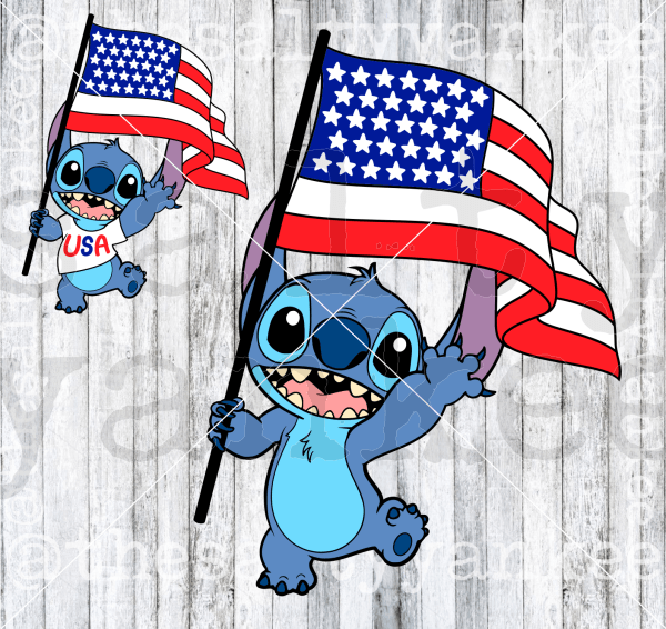 Blue Alien with USA Flag SVG and PNG File Download – The Salty Yankee