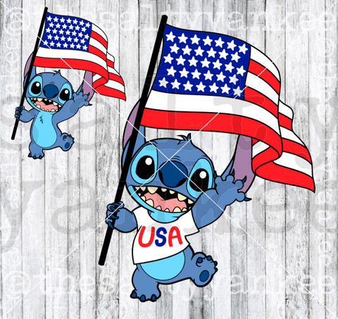 Blue Alien With Usa Flag Svg And Png File Download Downloads