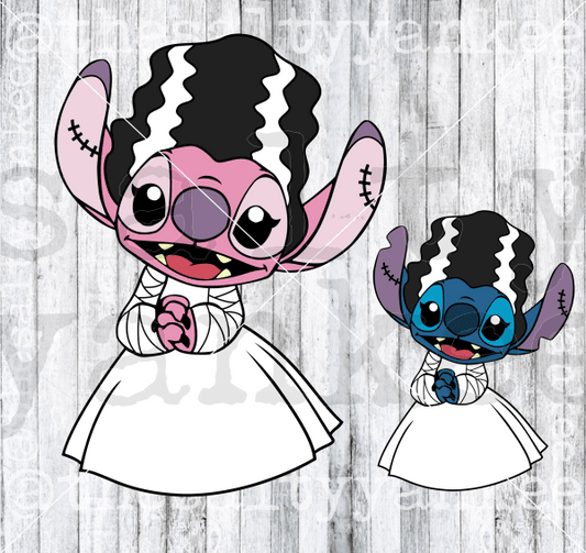Blue And Pink Alien In Frankenstein Halloween Costume Svg Png File Download Downloads