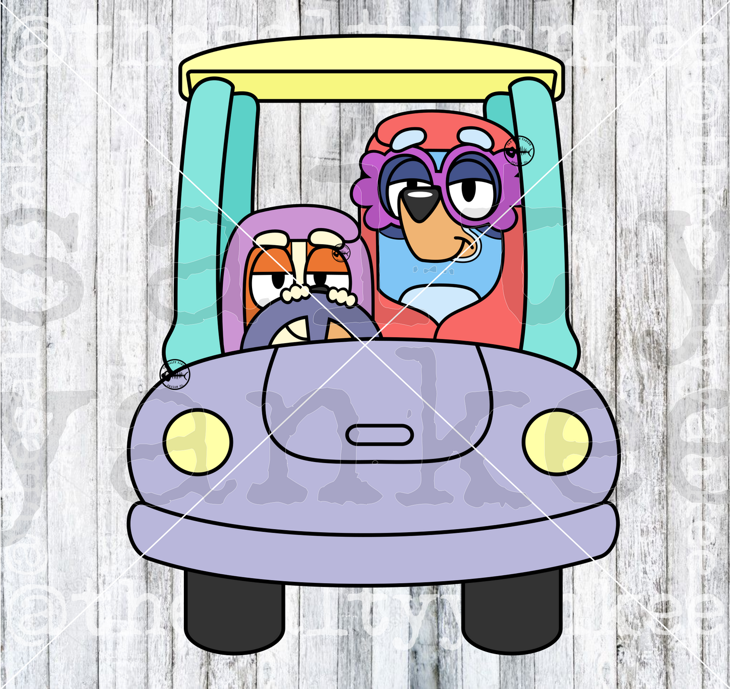 Dog Sisters Dress Up Car SVG and PNG File Download