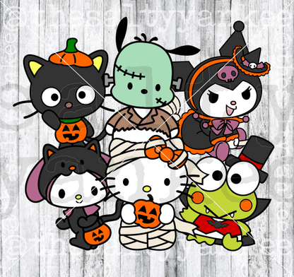 Bundle Of Cute Kitty Friends In Halloween Costume Svg And Png File Download Downloads
