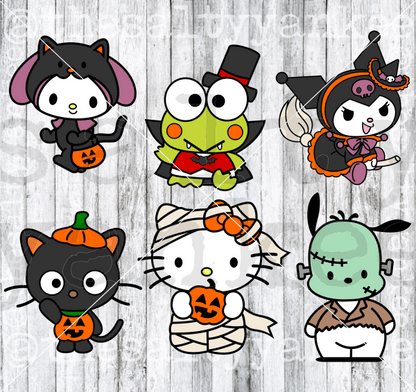Bundle Of Cute Kitty Friends In Halloween Costume Svg And Png File Download Downloads
