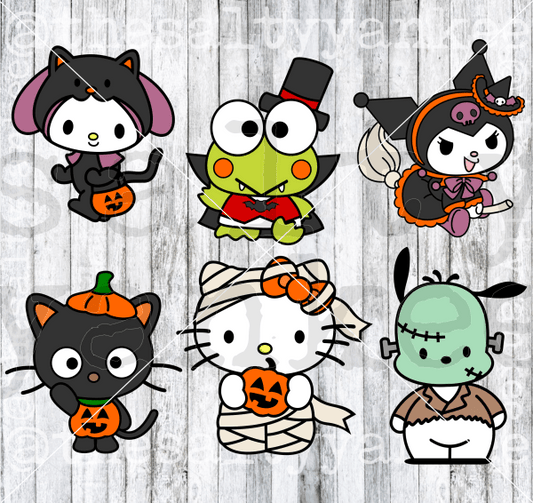Bundle Of Cute Kitty Friends In Halloween Costume Svg And Png File Download Downloads