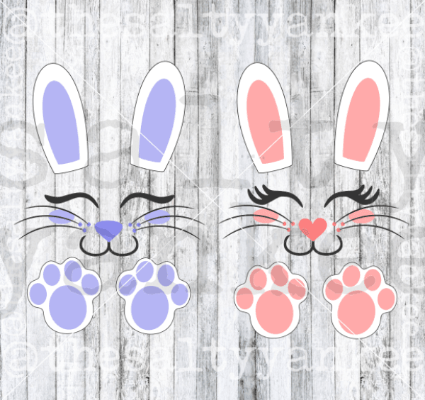 Bunny Faces Boy And Girl Svg Png File Download