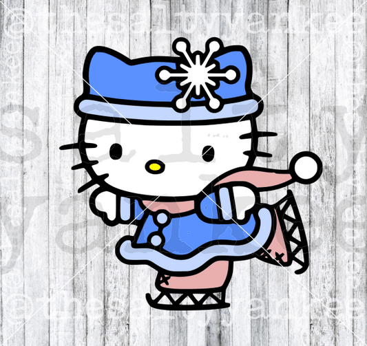 Christmas Kitty Ice Skating Svg And Png File Download Downloads
