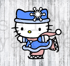 Christmas Kitty Ice Skating Svg And Png File Download Downloads