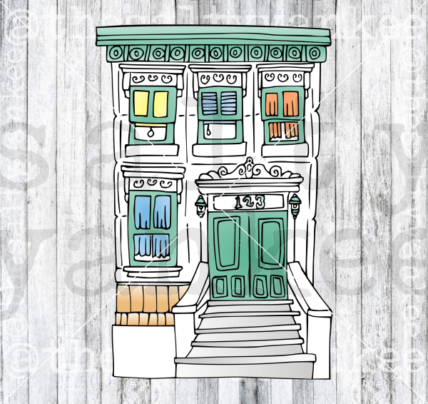 City Brownstone House In Sketchbook Style Svg And Png File Download Downloads