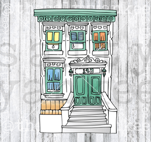 City Brownstone House In Sketchbook Style Svg And Png File Download Downloads