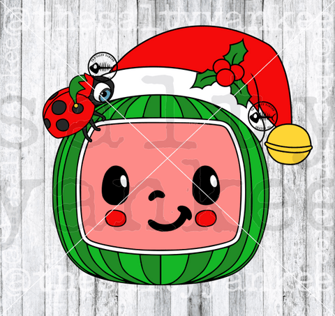 Cocomelon Logo And Bug In Christmas Attire Svg Png File Download Downloads