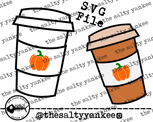 Pumpkin Spice Coffee Latte Cups Fall Autumn SVG and PNG File Download