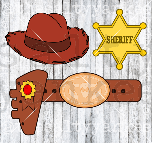 Cowboy Accessories Belt Hat And Badge Layered Svg Png File Download Downloads