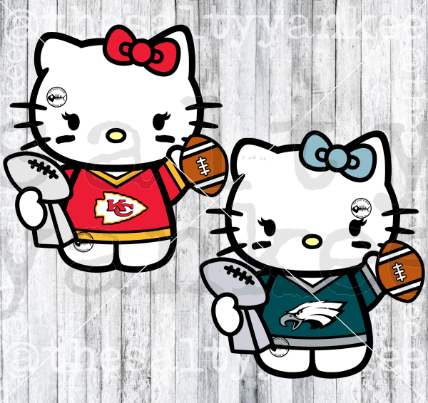 Cute Kitties In Super Bowl Teams Football Attire Svg And Png File Download Downloads